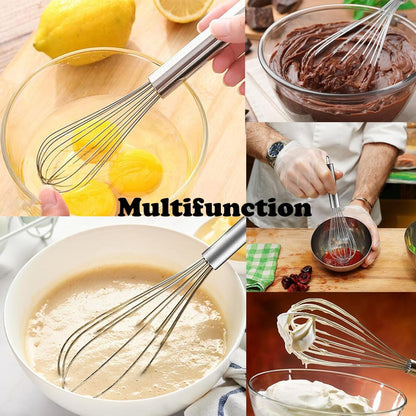 Stainless Steel Whisk Set, 3 Packs Balloon Whisk for Cooking, Whisking, Blending (8",10",12")