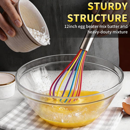 Stainless Steel Whisk Set, 3 Packs Balloon Whisk for Cooking, Whisking, Blending (8",10",12")