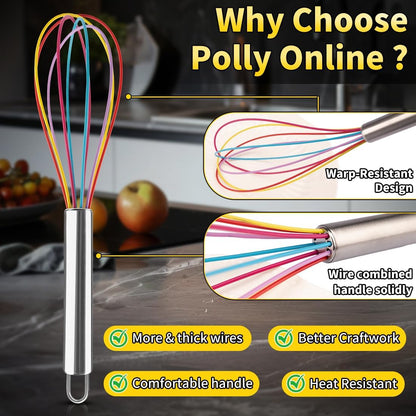 Stainless Steel Whisk Set, 3 Packs Balloon Whisk for Cooking, Whisking, Blending (8",10",12")
