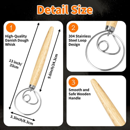 Stainless Steel Whisk Set, 3 Packs Balloon Whisk for Cooking, Whisking, Blending (8",10",12")