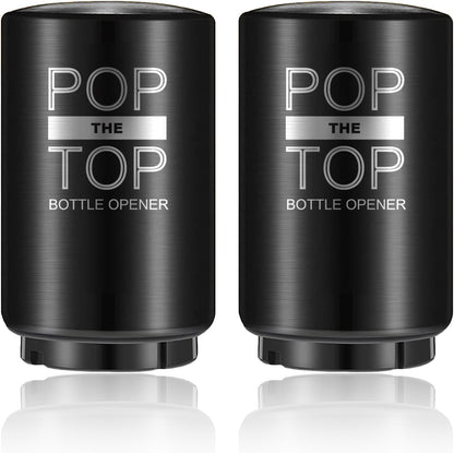 2PCS Beer Bottle Opener with Magnetic Cap, Automatic Stainless Steel One-Handed Bottle Cap Opener, Spring Loaded Push&Pop for Kitchen Home Bar Restaurant Household Utensils Destapador de Cerveza