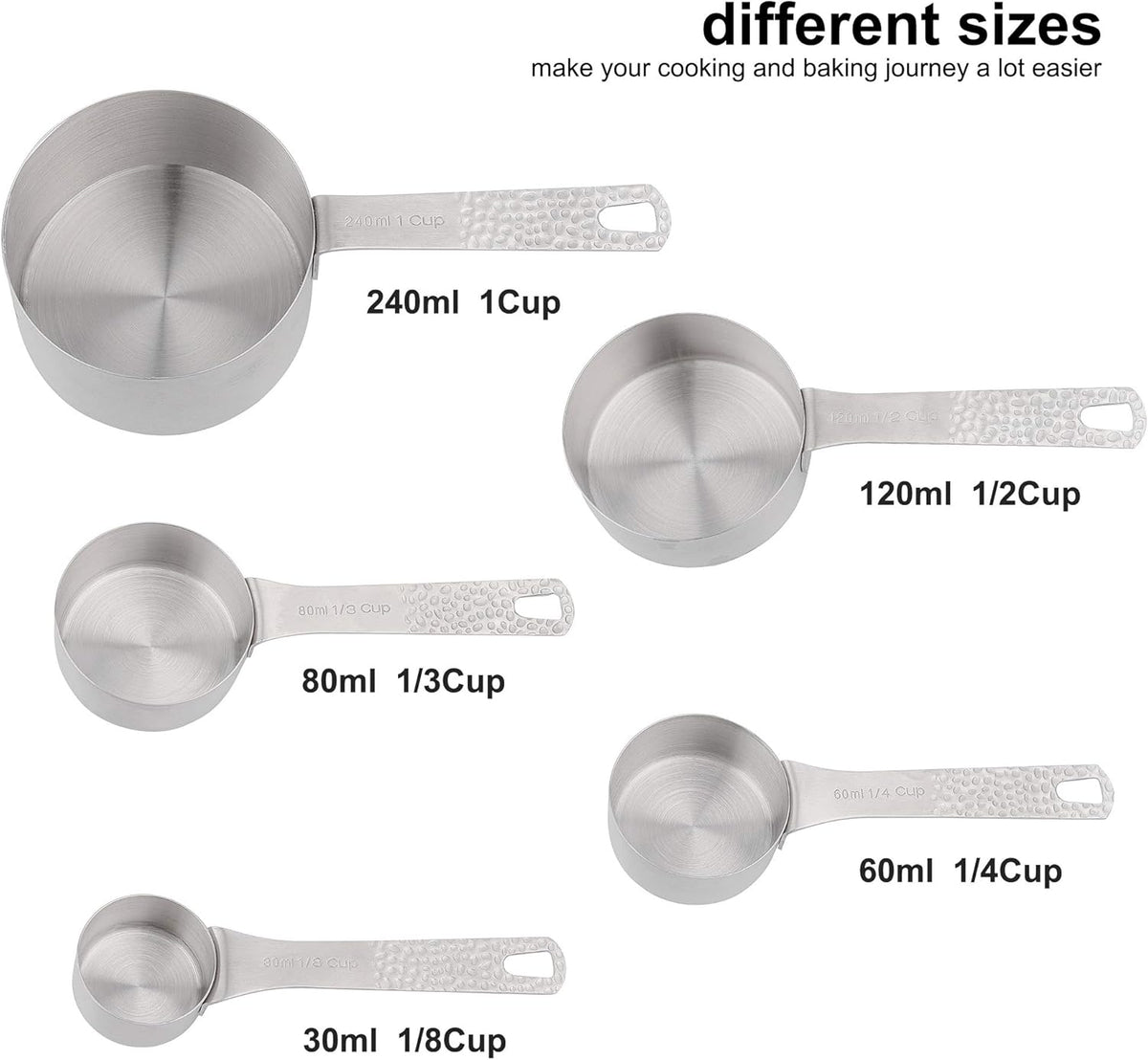 Measuring Cups and Spoons Set 14, 18/8 Stainless Steel Measuring Cups and spoons for Baking & Kitchen, Metal Metric&US 5 Measure Cups and 6 Spoon &Leveler&Measure Equivalents for Dry&Liquid
