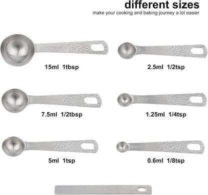 Measuring Cups and Spoons Set 14, 18/8 Stainless Steel Measuring Cups and spoons for Baking & Kitchen, Metal Metric&US 5 Measure Cups and 6 Spoon &Leveler&Measure Equivalents for Dry&Liquid