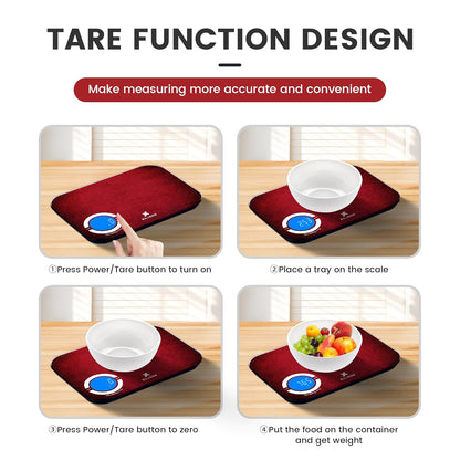 Smart Kitchen Scale with Nutrition Calculator, Digital Food Scale, Large TFT Color Display, Bluetooth App for 999+ Foods, Calorie Counter & 24 Nutrients Analyzer, 5000g Cap (Red)