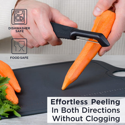 Deiss PRO Swivel Vegetable Peeler - Sharp Stainless Steel Peeler With Easy Non-Slip Hand Grip, Potato Peelers For Kitchen, Fruit, Carrot, Apple, Veggie, Kiwi, Durable, And Dishwasher Safe (ORANGE)