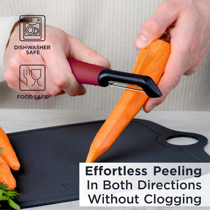 Deiss PRO Swivel Vegetable Peeler - Sharp Stainless Steel Peeler With Easy Non-Slip Hand Grip, Potato Peelers For Kitchen, Fruit, Carrot, Apple, Veggie, Kiwi, Durable, And Dishwasher Safe (ORANGE)