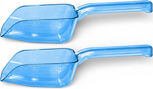 2-Pack Plastic Ice Scoop for Freezer, 8 oz Each, Clear Blue Ice Scoops | Two 8 oz small plastic ice scoops, each with a grip handle, for ice machines, ice makers, freezer bins and ice buckets