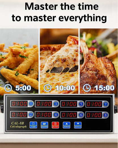 Commercial 8 Channels Digital Kitchen Timer, Calculagraph Fry Timer