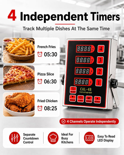 Commercial 8 Channels Digital Kitchen Timer, Calculagraph Fry Timer
