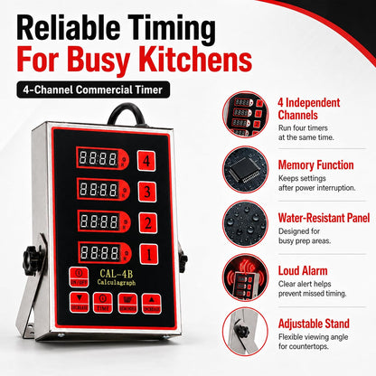 Commercial 8 Channels Digital Kitchen Timer, Calculagraph Fry Timer