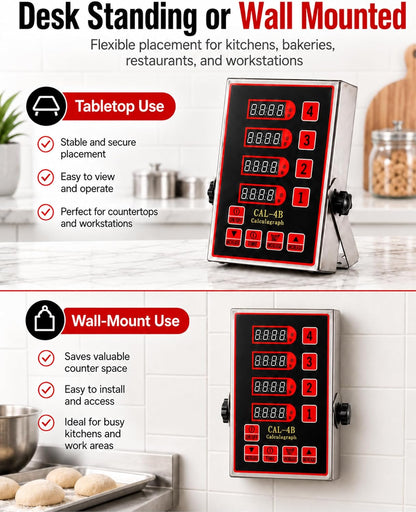 Commercial 8 Channels Digital Kitchen Timer, Calculagraph Fry Timer