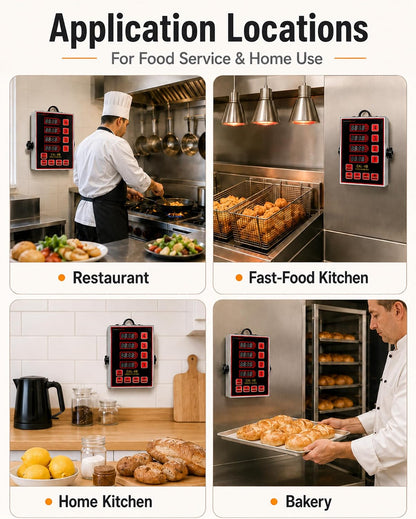 Commercial 8 Channels Digital Kitchen Timer, Calculagraph Fry Timer