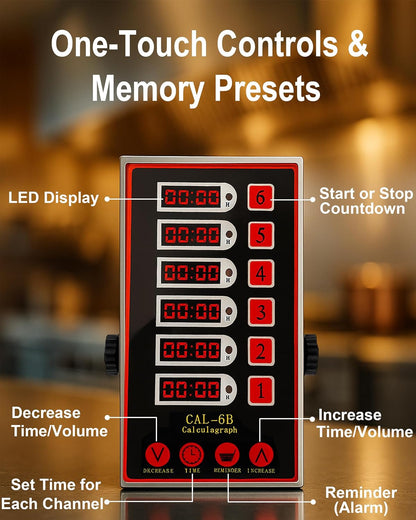 Commercial 8 Channels Digital Kitchen Timer, Calculagraph Fry Timer