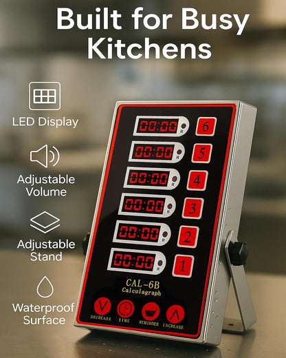 Commercial 8 Channels Digital Kitchen Timer, Calculagraph Fry Timer