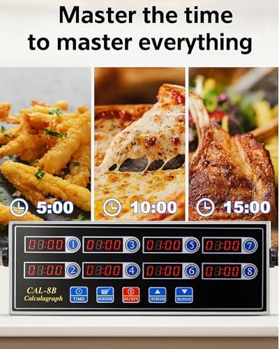 Commercial 8 Channels Digital Kitchen Timer, Calculagraph Fry Timer