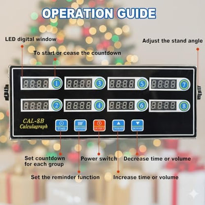 Commercial 8 Channels Digital Kitchen Timer, Calculagraph Fry Timer