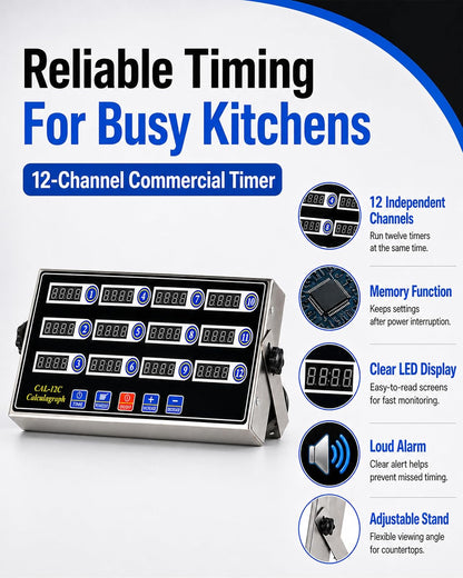 Commercial 8 Channels Digital Kitchen Timer, Calculagraph Fry Timer