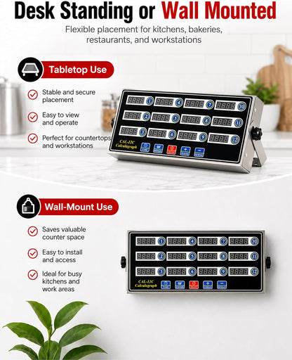 Commercial 8 Channels Digital Kitchen Timer, Calculagraph Fry Timer