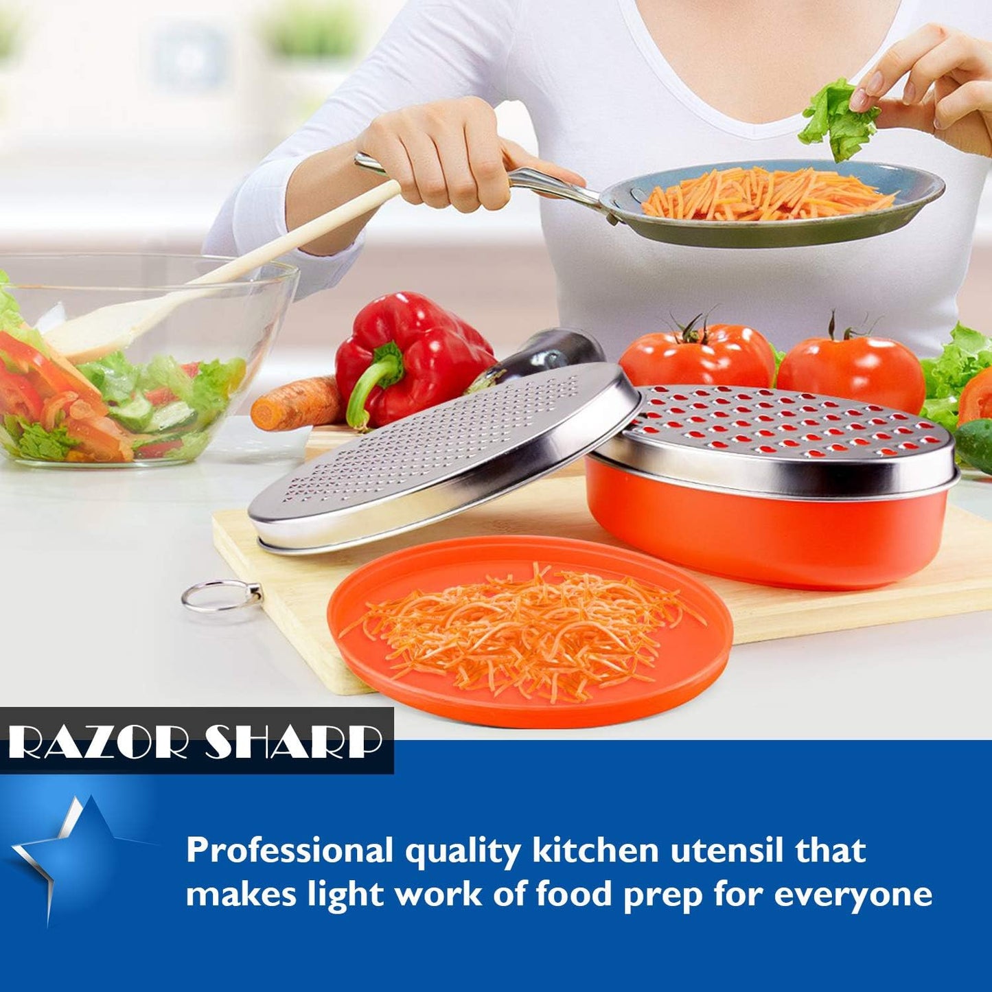 Cheese Grater Citrus Lemon Zester with Food Storage Container & Lid - Perfect For Hard Parmesan Or Soft Cheddar Cheeses, Ginger, Vegetables, Butter, Chocolate & Nutmeg (Black)
