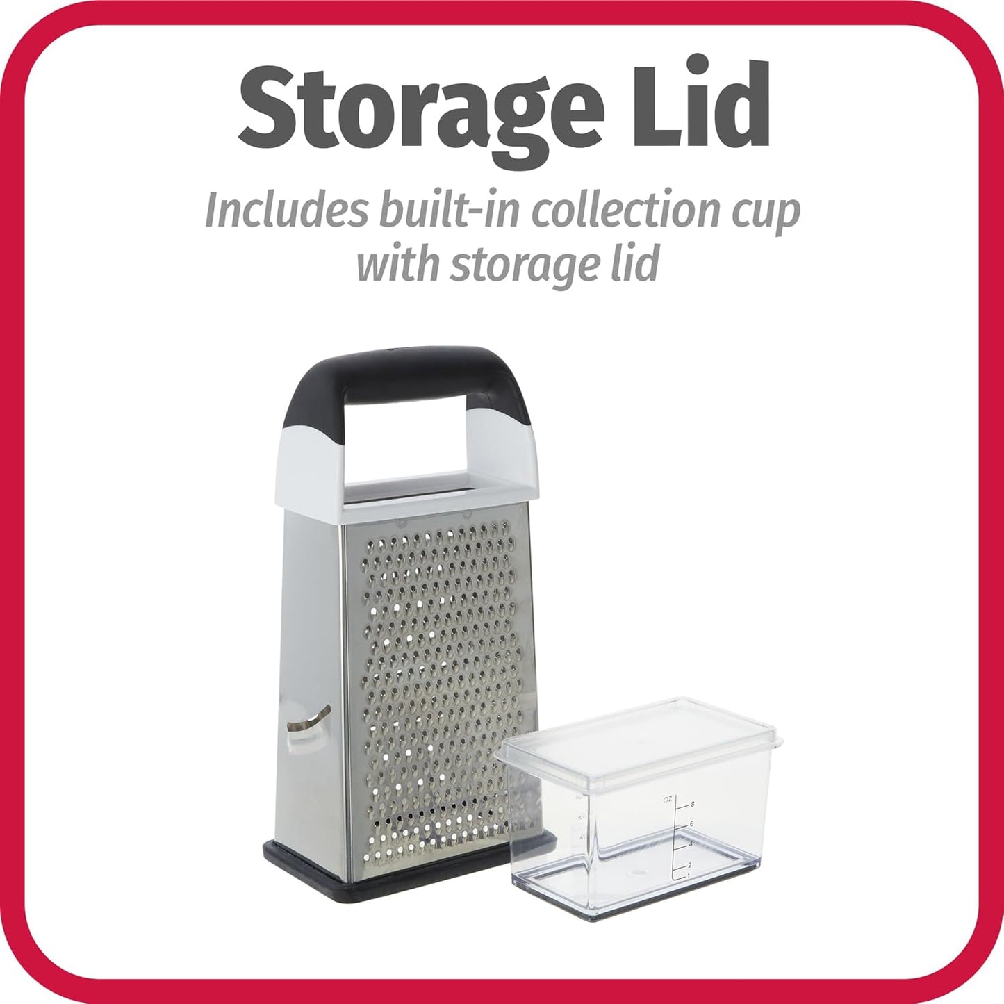 Touch 4-sided Box Grater, Stainless Steel Blades with Collection Cup Included