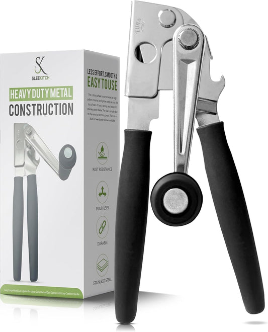 Commercial Heavy Duty Manual Can Opener with Hand Crank | Easy for Seniors & Arthritis, Large Cans, Restaurants & Home Kitchens