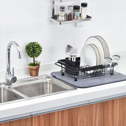 Expandable Sink Caddy with Dish Towel Bar, Adjustable Over-The-Sink Organizer for Kitchen, Rustproof Sponge Holder and Drying Rack