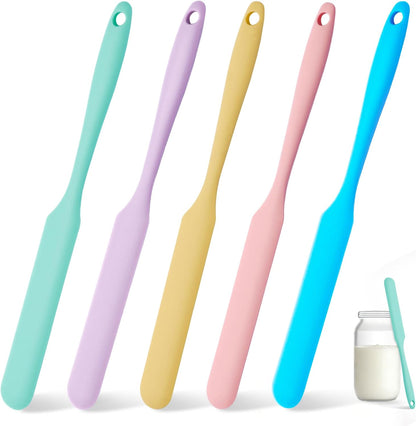 3 Pcs Silicone Jar Spatula Set, Sourdough Spurtle, Jar Scraper, Long Handle Thin Spatulas, Perfect for Jars, Bottles, Containers, Mixing, Scraping, Spreading Jam, Cake Icing and Sourdough Tools. (3)