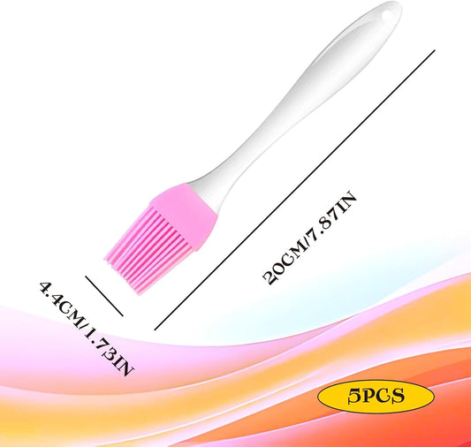 5 PCS Silicone Basting Pastry & BBQ Brush, High temperature resistant baking brush, Perfect for Oil Butter Spread Marinades for Grilling/BBQ Enthusiasts