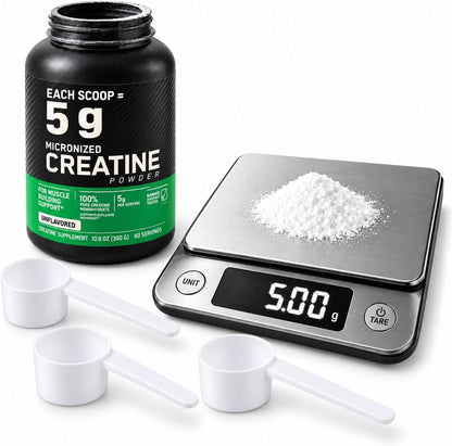 5 g Creatine Scoop, White Measuring Spoons, 3 Pack