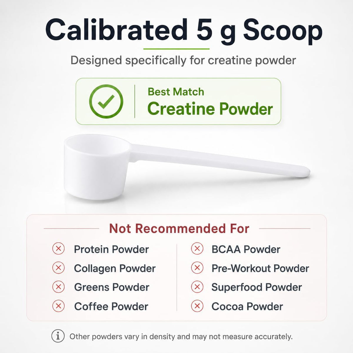 5 g Creatine Scoop, White Measuring Spoons, 3 Pack