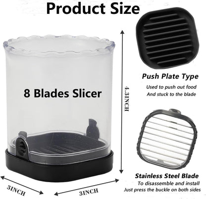 Fruit Slicer Cup,Strawberry Cutter Slicer with Stainless Blades for Egg Banana Cucumber Mushroom,Detachable Kitchen Gadget Tool Vegetable Salad Cut Slice -Precision Berry Cutter Black