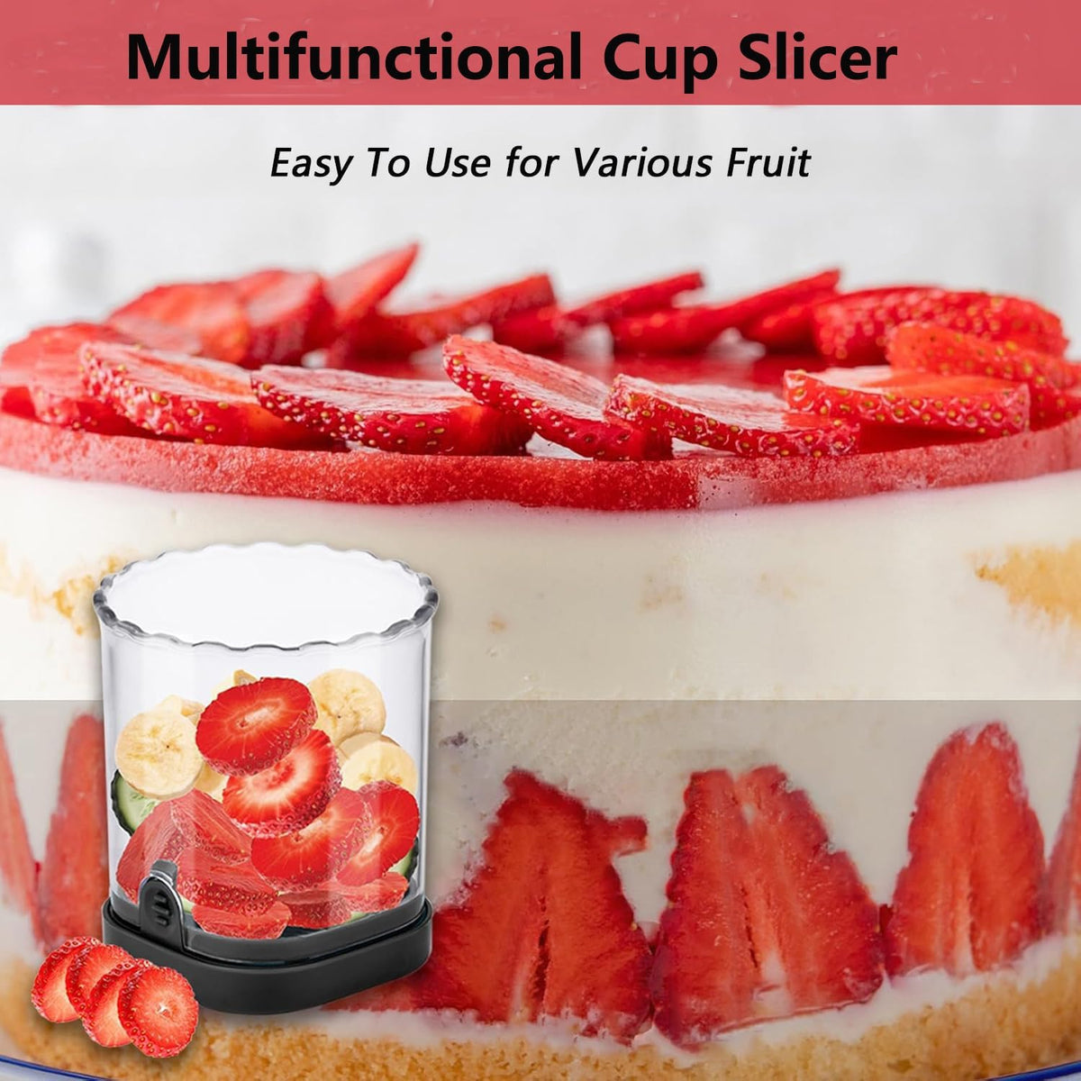 Fruit Slicer Cup,Strawberry Cutter Slicer with Stainless Blades for Egg Banana Cucumber Mushroom,Detachable Kitchen Gadget Tool Vegetable Salad Cut Slice -Precision Berry Cutter Black