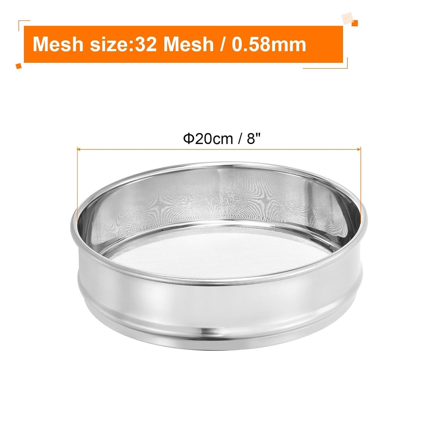 40 Mesh Lab Sieve, 8" Diameter Test Sieve 304 Stainless Steel Wire Cloth (0.45mm) for Industrial Laboratory - Colors A