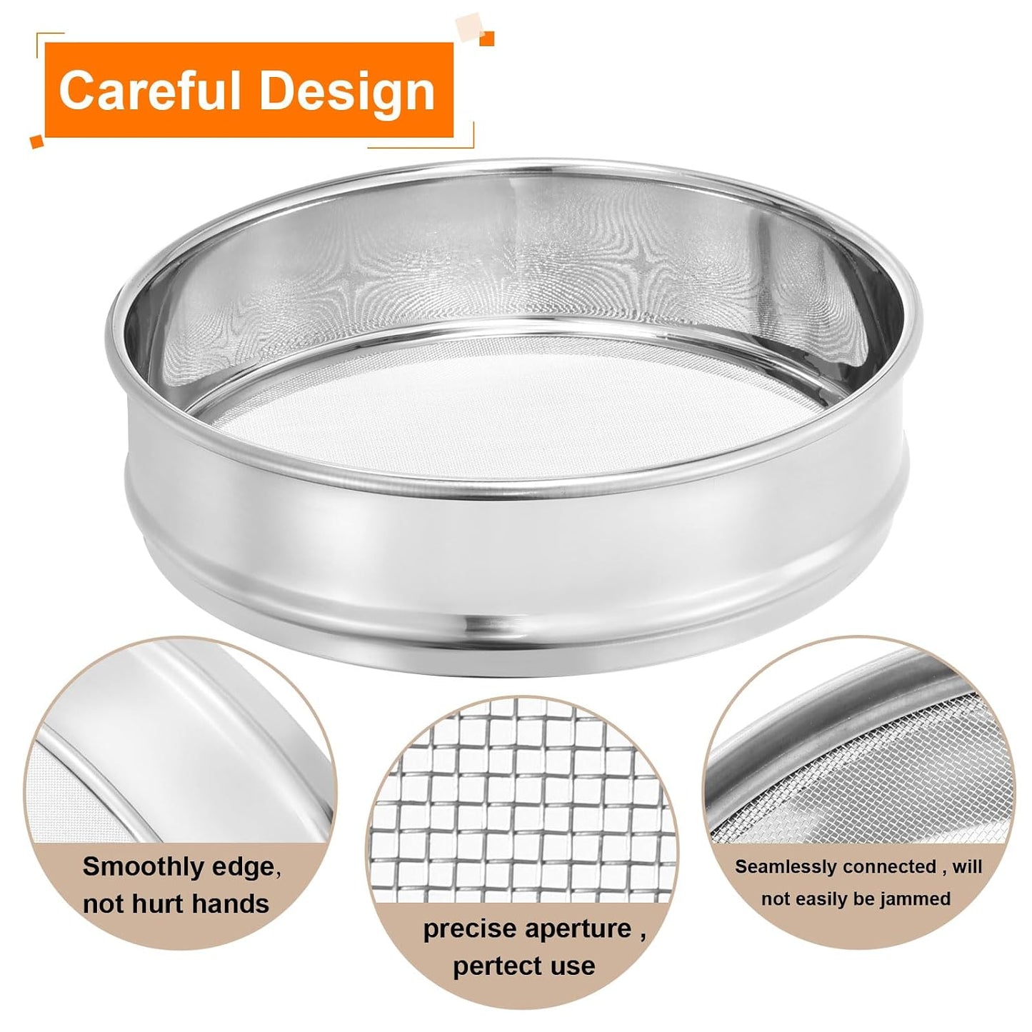 40 Mesh Lab Sieve, 8" Diameter Test Sieve 304 Stainless Steel Wire Cloth (0.45mm) for Industrial Laboratory - Colors A