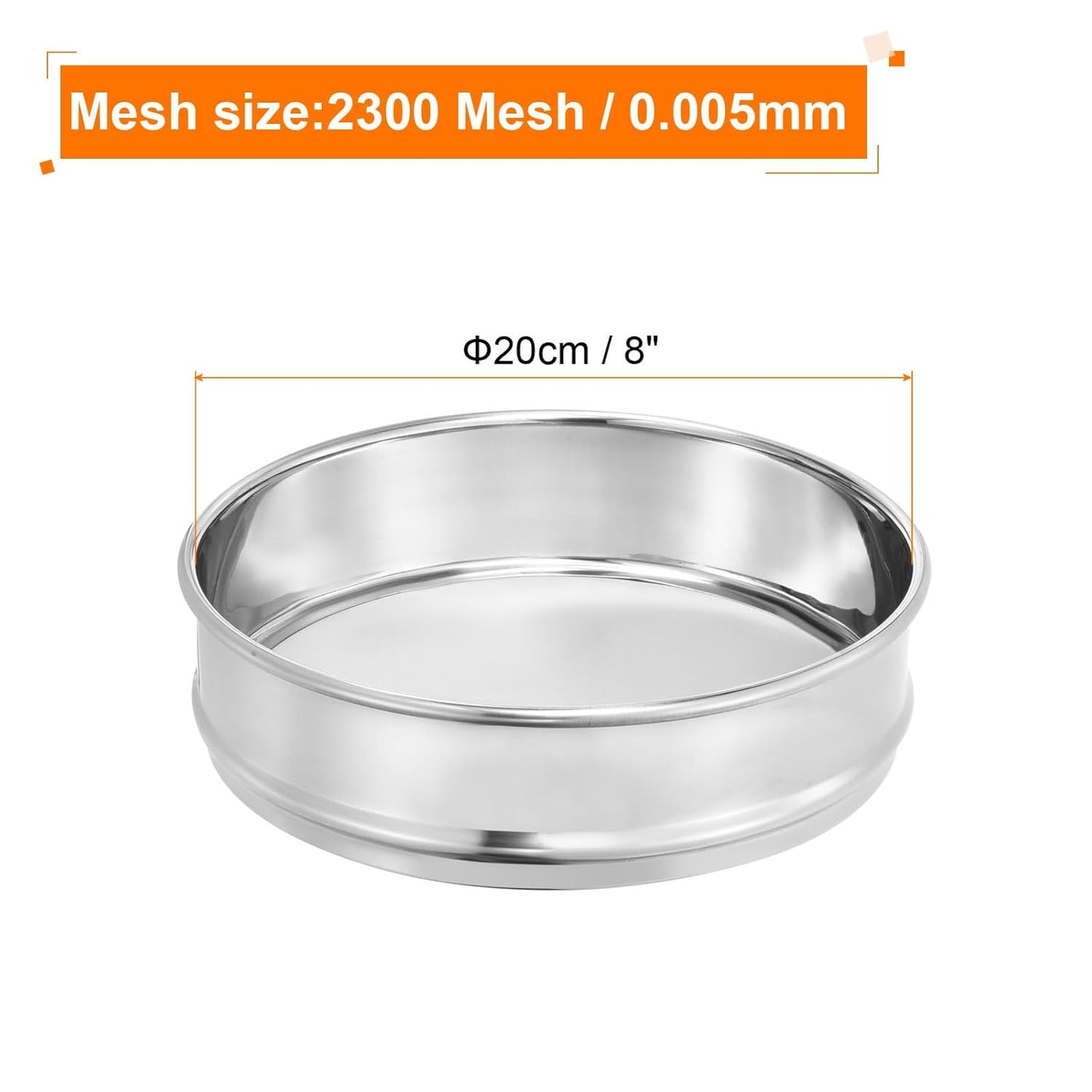 40 Mesh Lab Sieve, 8" Diameter Test Sieve 304 Stainless Steel Wire Cloth (0.45mm) for Industrial Laboratory - Colors A