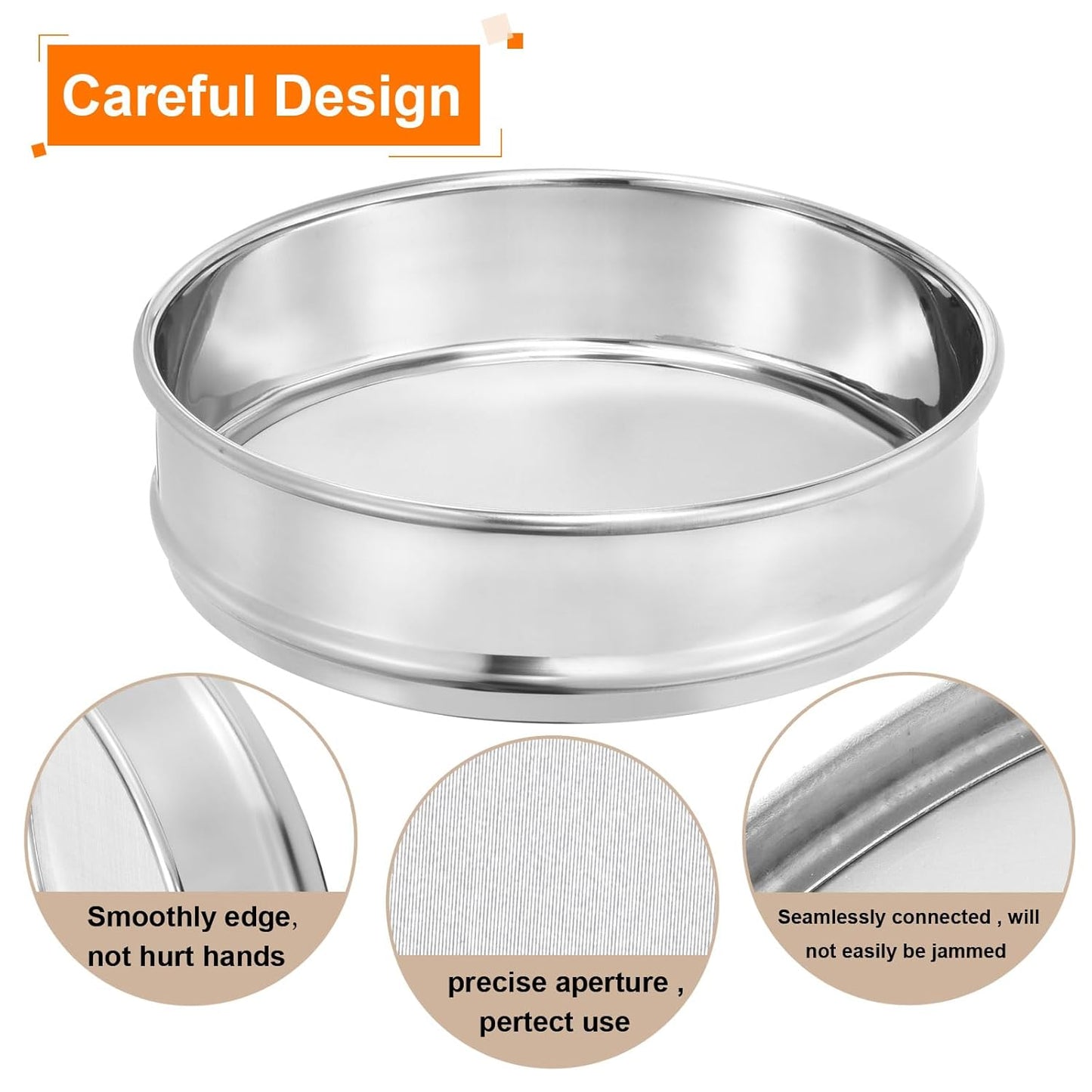 40 Mesh Lab Sieve, 8" Diameter Test Sieve 304 Stainless Steel Wire Cloth (0.45mm) for Industrial Laboratory - Colors A