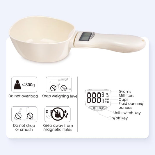 Electronic Measuring Spoon with Conversion,Digital Spoons Scale,Food Measuring Scoop,Multi-functional Spoon with Adjustable Scale 800g/0.1g,Measuring Scoop for Kitchen and Dog Cat Food (Spoon/1pcs)
