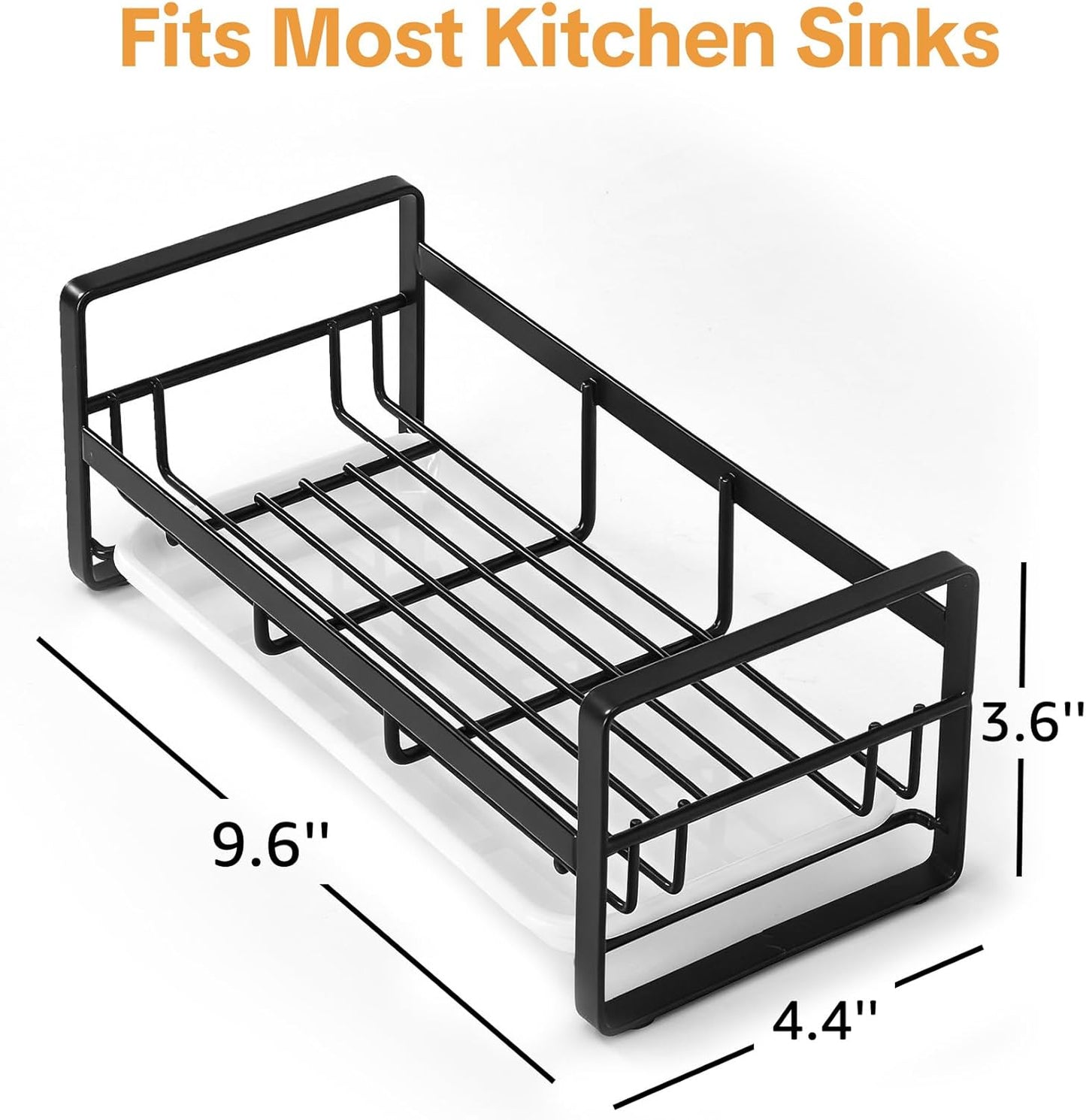 Kitchen Sink Sponge Holder, 304 Stainless Steel Kitchen Soap Dispenser Caddy Organizer, Countertop Soap Dish Rack Drainer with Removable Drain Tray, not Including Dispenser and Brush