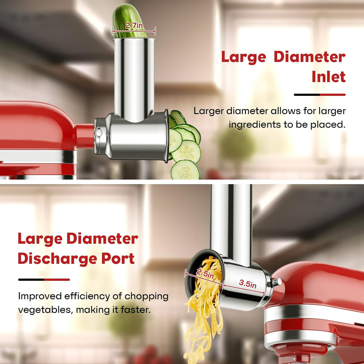 Stainless Steel Slicer Shredder Attachment for Kitchenaid Stand Mixer