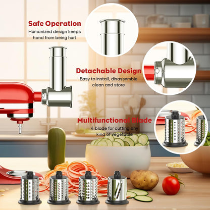 Stainless Steel Slicer Shredder Attachment for Kitchenaid Stand Mixer