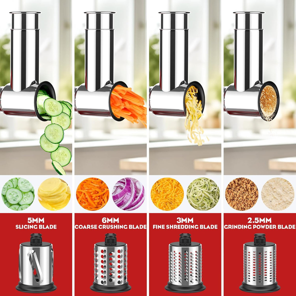 Stainless Steel Slicer Shredder Attachment for Kitchenaid Stand Mixer