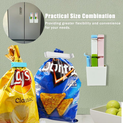 Three in One Function Plastic Coffee Measuring Spoon Sealing Clip,Magnetic Wall Container Magnet Clips,Food Freshness Bag Clip Powder Tea Scoop,2 Pieces of 8