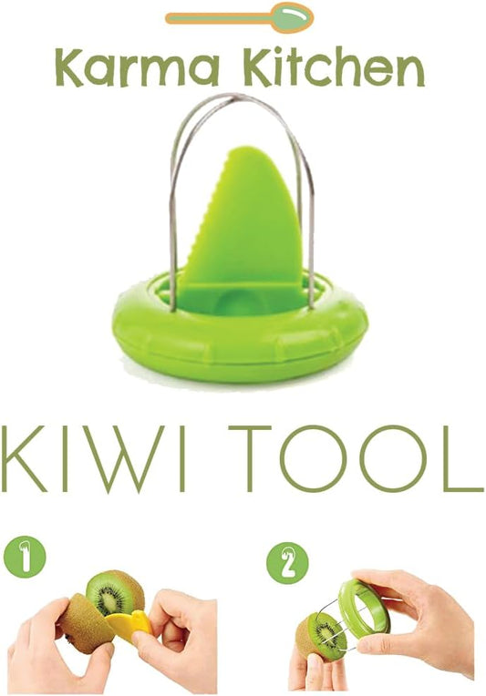 Fast Peel Any Fruit Or Soft Vegetable With Ease. Kiwi Slicer Peeler Pitter Scooper, Mango And Kimi Corer, Kiwi Fruit Scoop Kitchern Tool_Green