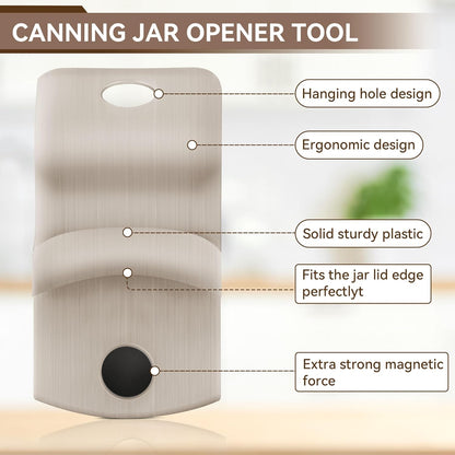 2 Pack Canning Jar Opener with Magnets, Mason Jar Opener For Canning Lids, Regular and Wide Mouth Lids, Powerful Magnet for Easy Refrigerator Storage, Releases Vacuum Seal– Patent Pending(Red)