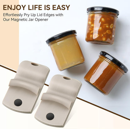 2 Pack Canning Jar Opener with Magnets, Mason Jar Opener For Canning Lids, Regular and Wide Mouth Lids, Powerful Magnet for Easy Refrigerator Storage, Releases Vacuum Seal– Patent Pending(Red)