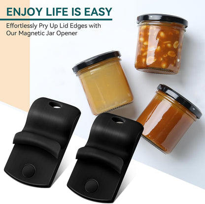 2 Pack Canning Jar Opener with Magnets, Mason Jar Opener For Canning Lids, Regular and Wide Mouth Lids, Powerful Magnet for Easy Refrigerator Storage, Releases Vacuum Seal– Patent Pending(Red)