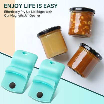 2 Pack Canning Jar Opener with Magnets, Mason Jar Opener For Canning Lids, Regular and Wide Mouth Lids, Powerful Magnet for Easy Refrigerator Storage, Releases Vacuum Seal– Patent Pending(Red)