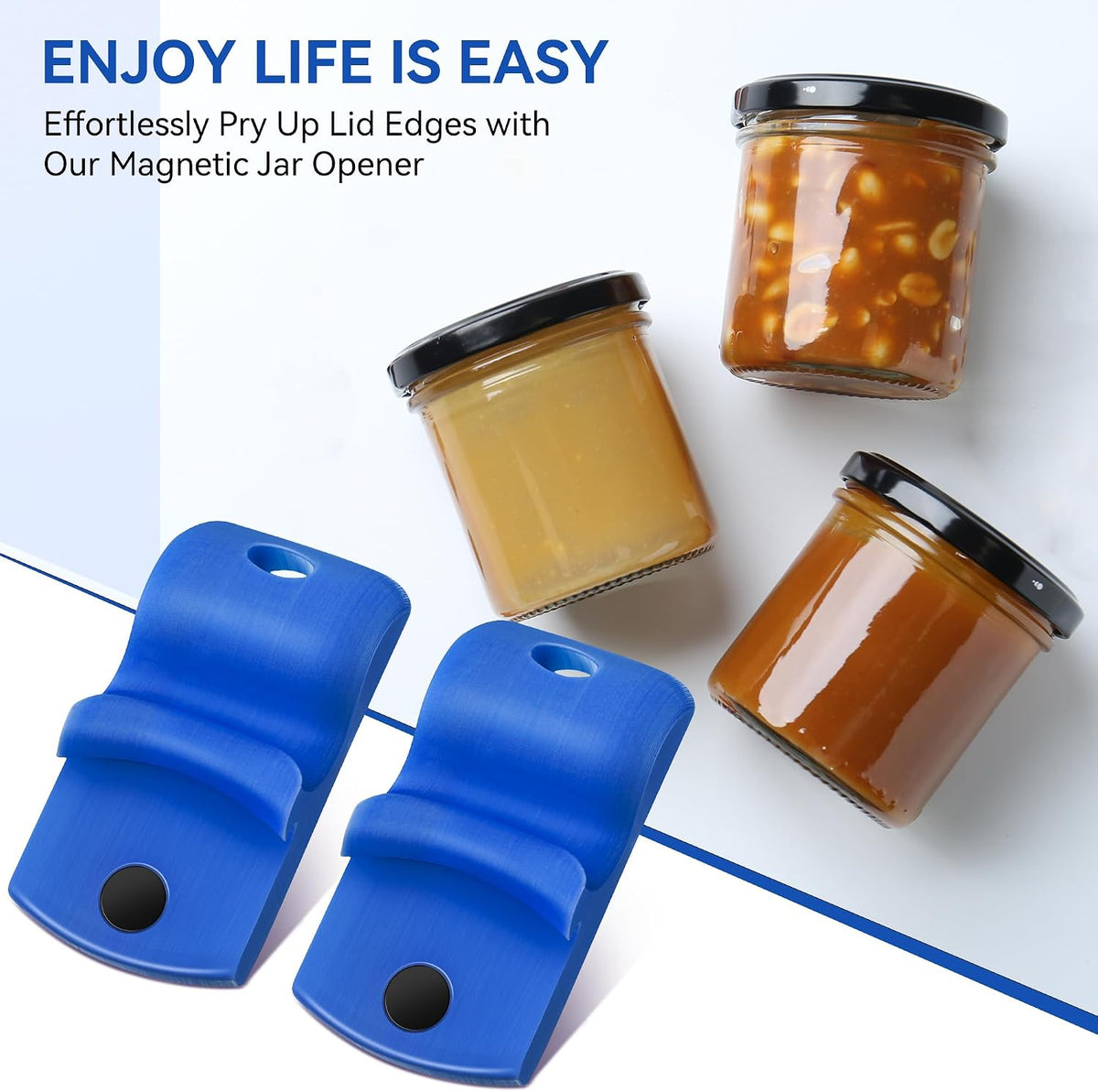 2 Pack Canning Jar Opener with Magnets, Mason Jar Opener For Canning Lids, Regular and Wide Mouth Lids, Powerful Magnet for Easy Refrigerator Storage, Releases Vacuum Seal– Patent Pending(Red)