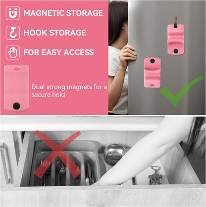 2 Pack Canning Jar Opener with Magnets, Mason Jar Opener For Canning Lids, Regular and Wide Mouth Lids, Powerful Magnet for Easy Refrigerator Storage, Releases Vacuum Seal– Patent Pending(Red)