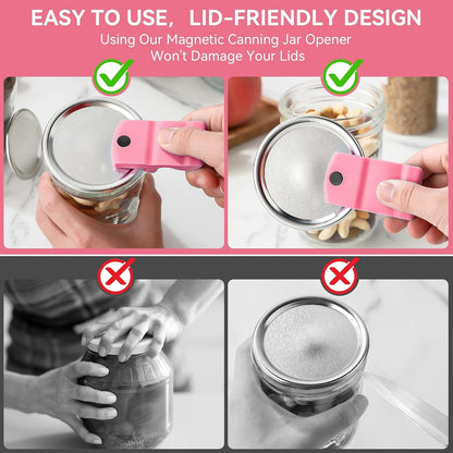 2 Pack Canning Jar Opener with Magnets, Mason Jar Opener For Canning Lids, Regular and Wide Mouth Lids, Powerful Magnet for Easy Refrigerator Storage, Releases Vacuum Seal– Patent Pending(Red)